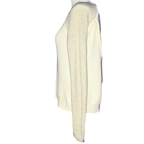 Madewell Colorblock Waffle Knit Cross-Back Sweater Heather Moonstone Sz XS - Picture 8 of 16